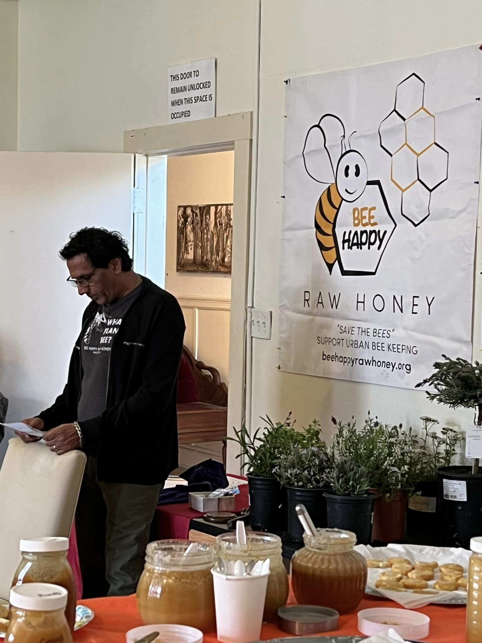 Guest Speaker and Neighbor Haroon presenting about the importance of honey bees